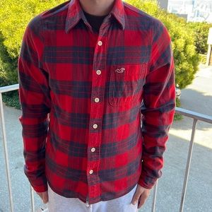 Hollister Red and navy lumberjack shirt